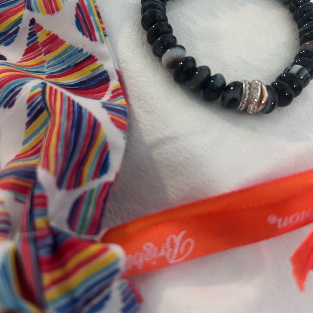 Brighton Neptune’s Rings Banded Black Agate Stretch Bracelet - Picture 3 of 4